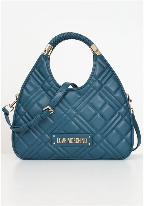 Borsa a mano verde da donna con motivo trapuntato e logo LOVE MOSCHINO | JC4146PP1LLA0815